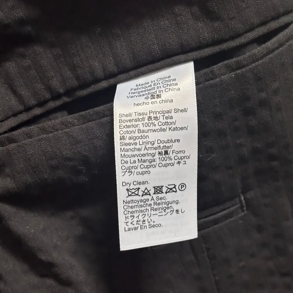 NWT J CREW LUDLOW BLACK SEERSUCKER SUIT SIZE 40